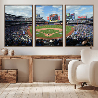 22910-MGV-CV-36X24-City Field Stadium Wall Art Canvas Print, Framed New York Stadium Art Picture Print, City Field Perfect Sport Room Decor Artwork