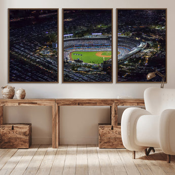 16515-MGV-CV-36X24-Dodgers Stadium Wall Art Canvas Print, Framed Baseball Stadium Art Picture Print, Dodgers Field Perfect Sport Room Decor Artwork