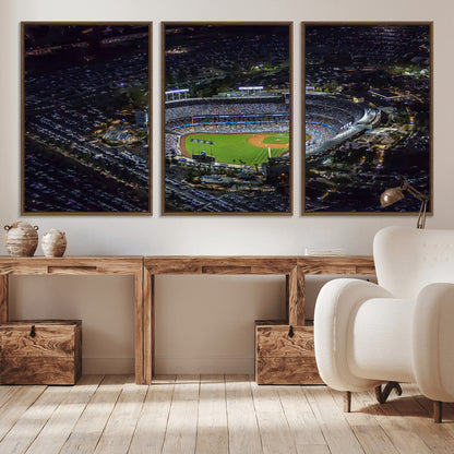 16515-MGV-CV-36X24-Dodgers Stadium Wall Art Canvas Print, Framed Baseball Stadium Art Picture Print, Dodgers Field Perfect Sport Room Decor Artwork