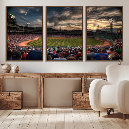 53432-MGV-CV-36X24-Fenway Park Stadium Wall Art Canvas Print, Framed Boston Baseball Stadium Art Picture Print, Massachusetts Fenway Park Perfect