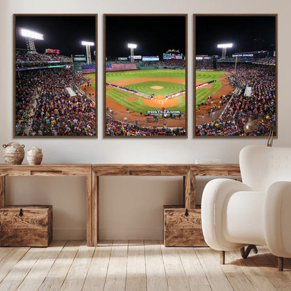 47365-MGV-CV-36X24-Fenway Park Stadium Wall Art Canvas Print, Framed Boston Baseball Stadium Art Picture Print, MLB Stadium Field Perfect Sport Room