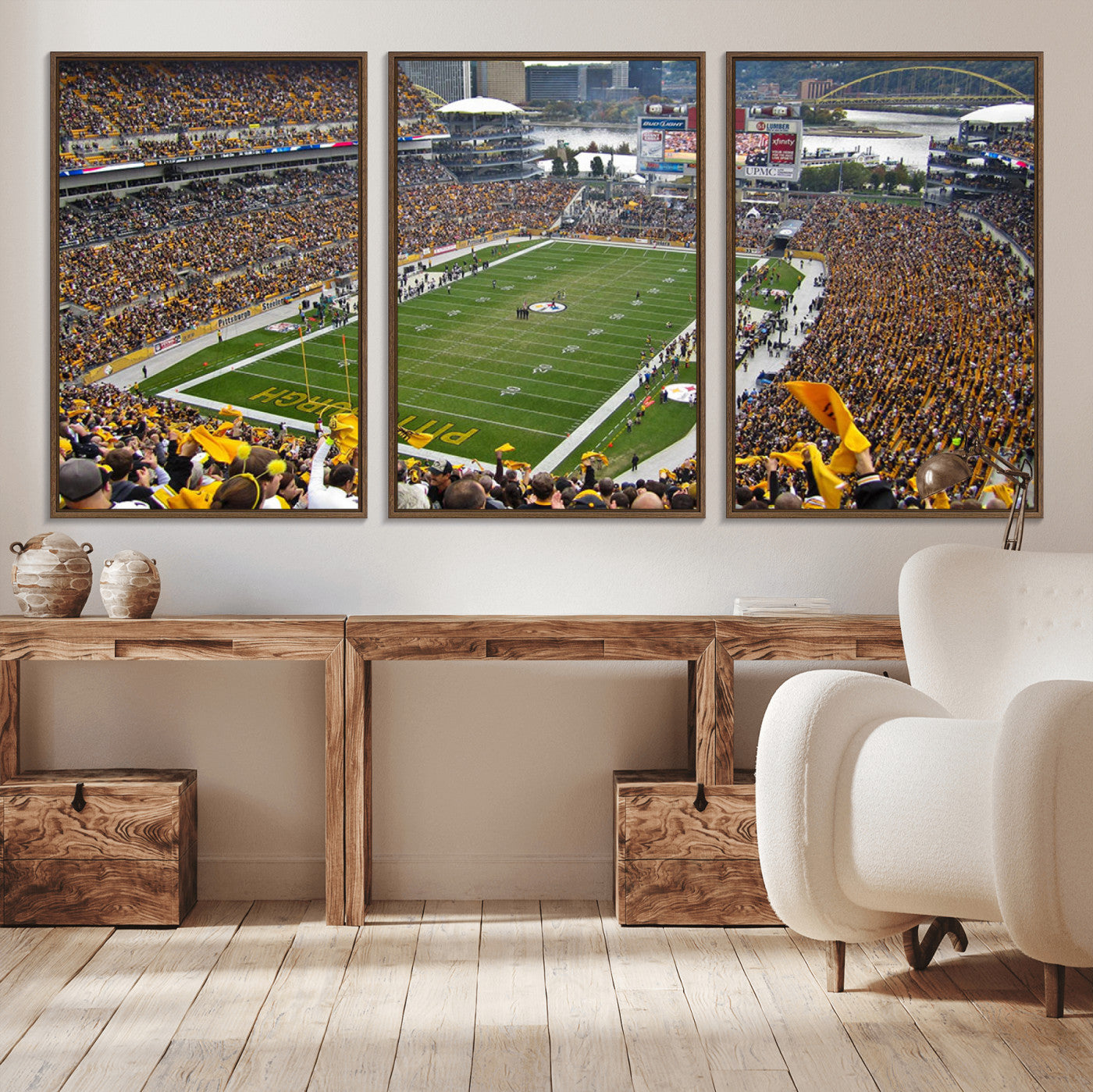 51419-MGV-CV-36X24-Heinz Field Wall Art Canvas Print, Framed Pittsburgh Stadium Field Art Picture Print, Heinz Stadium Field Perfect Sports Room