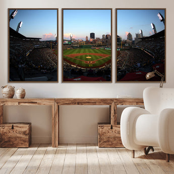 67670-MGV-CV-36X24-PNC Park Stadium Wall Art Canvas Print, Framed Pittsburgh Pirates Stadium Art Picture Print, PNC Park Field Perfect Sport Room