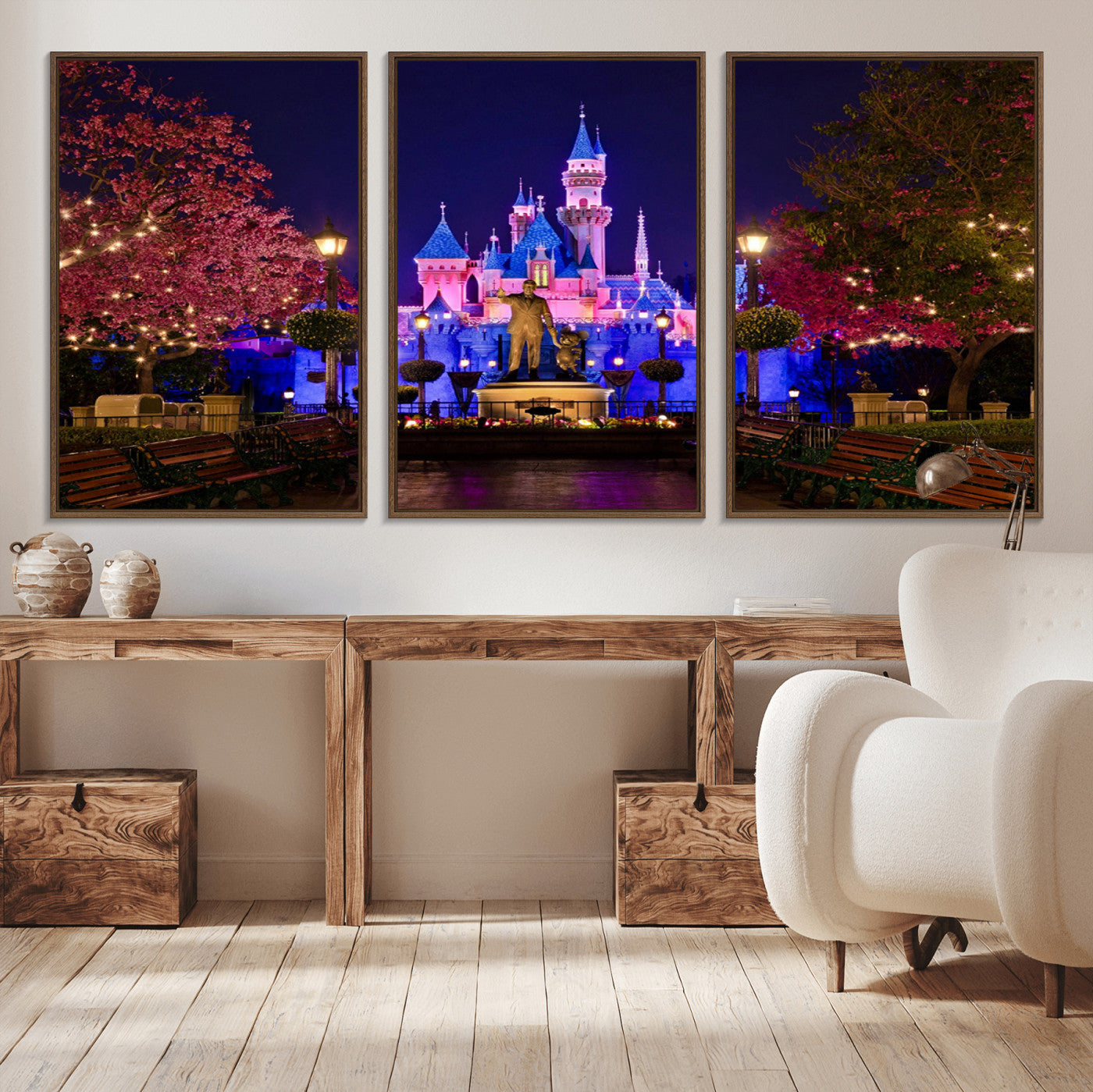 79435-MGV-CV-36X24-Disney Castle Wall Art Canvas Print, Framed Magic Kingdom Art Picture Print, Disney World Perfect Child Room Decor Artwork
