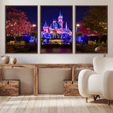 79435-MGV-CV-36X24-Disney Castle Wall Art Canvas Print, Framed Magic Kingdom Art Picture Print, Disney World Perfect Child Room Decor Artwork