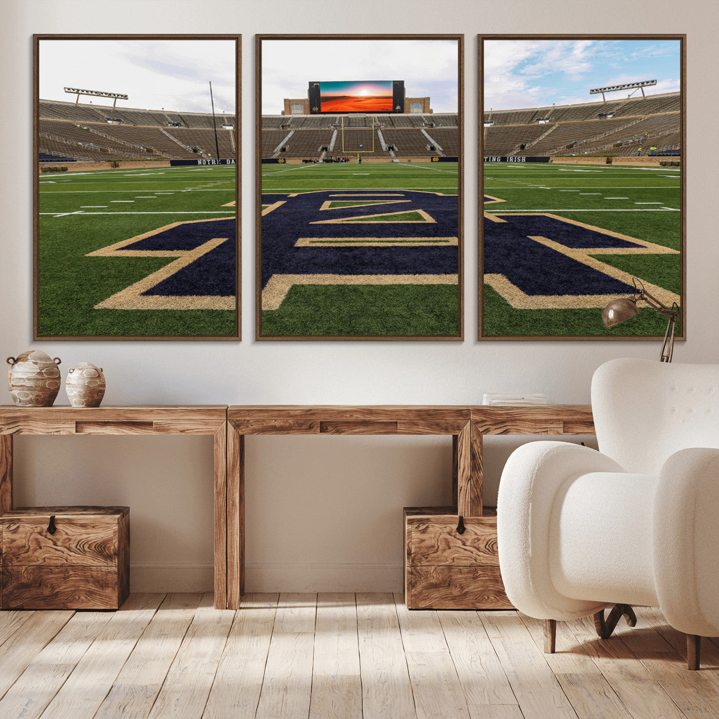 52835-MGV-CV-36X24-Notre Dame Stadium Wall Art Canvas Print, Framed Indiana Stadium Art Picture Print, Notre Dame Field Perfect Sport Room Decor