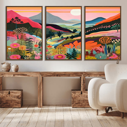 61376-MGV-CV-36X24-Floral Valley Wall Art – Panoramic Mountain Landscape Canvas Print, Vibrant Nature Decor for Living Room, Office, or Bedroom