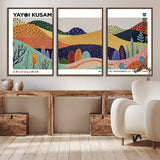 66936-MGV-CV-36X24-Kusama Wall Art – Vibrant Abstract Hills Canvas Print, Japanese Modern Landscape Poster for Living Room, Office, Studio or
