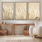 81444-MGV-CV-36X24-Pampas Grass Wall Art Canvas Print, Framed Beige Pampas Grass Art Picture Print, Minimalist Beige Perfect Minimalist Nature Decor