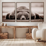 20611-MGV-CV-36X24-Grizzly Bear Wall Art – Majestic Wildlife Sepia Canvas Print, Rustic Nature Animal Artwork for Cabin, Lodge, Living Room, Bedroom,