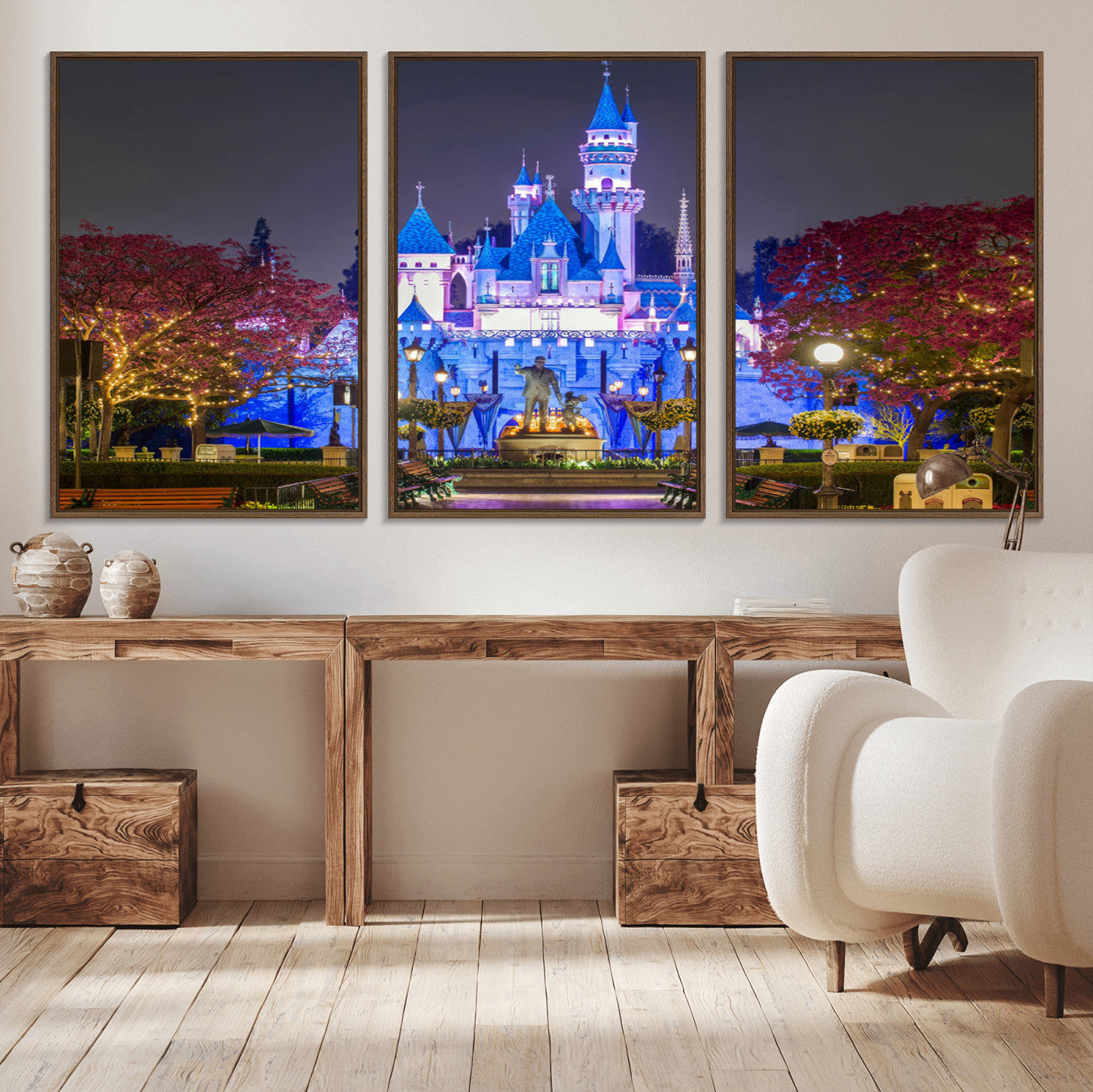66710-MGV-CV-36X24-Enchanted Castle Wall Art – Magical Night Scene Canvas Print with Glowing Lights, Fantasy Architecture Artwork for Living Room,