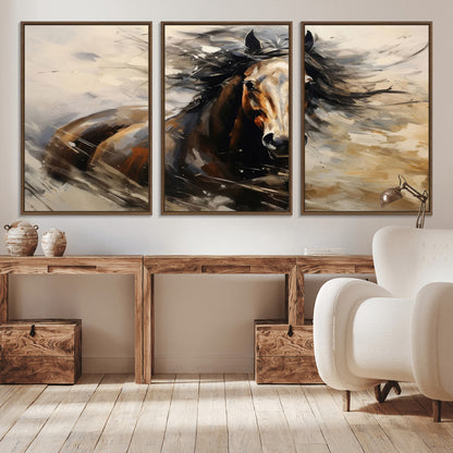 53001-MGV-CV-36X24-Wild Horse Wall Art – Majestic Stallion Canvas Print with Flowing Mane, Rustic Western Style Painting for Living Room, Office or
