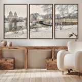 60292-MGV-CV-36X24-Central Park Winter Wall Art – Snowy Bow Bridge Canvas Print, Scenic New York City Landscape Photography for Living Room, Bedroom