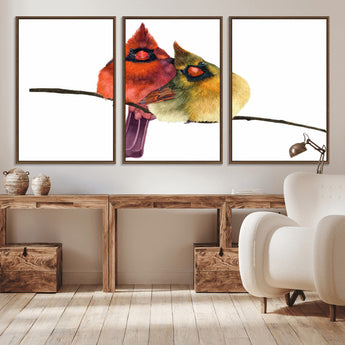 67752-MGV-CV-36X24-Cardinal Couple Wall Art – Male and Female Cardinal Canvas Print, Romantic Bird Artwork for Nature Lovers, Living Room, Bedroom,