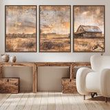 FARM2-MGV-CV-36X24-Rustic Farmhouse Wall Art Canvas Print, Framed Old Barn Art Picture Print, Southwestern Farmhouse Perfect Rustic Decor Artwork