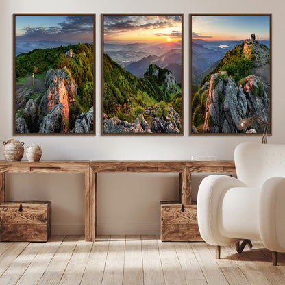 51582565-MGV-CV-36X24-Mountain Sunrise Panorama Wall Art – Scenic Landscape Canvas Print, Hiking Adventure Nature Photography, Large Mountain Range Wall