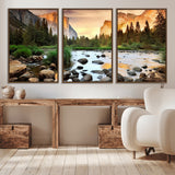 90956031-MGV-CV-36X24-Yosemite Valley Wall Art – Scenic Mountain River Landscape Canvas Print, Nature Photography for Living Room, Bedroom, Cabin,