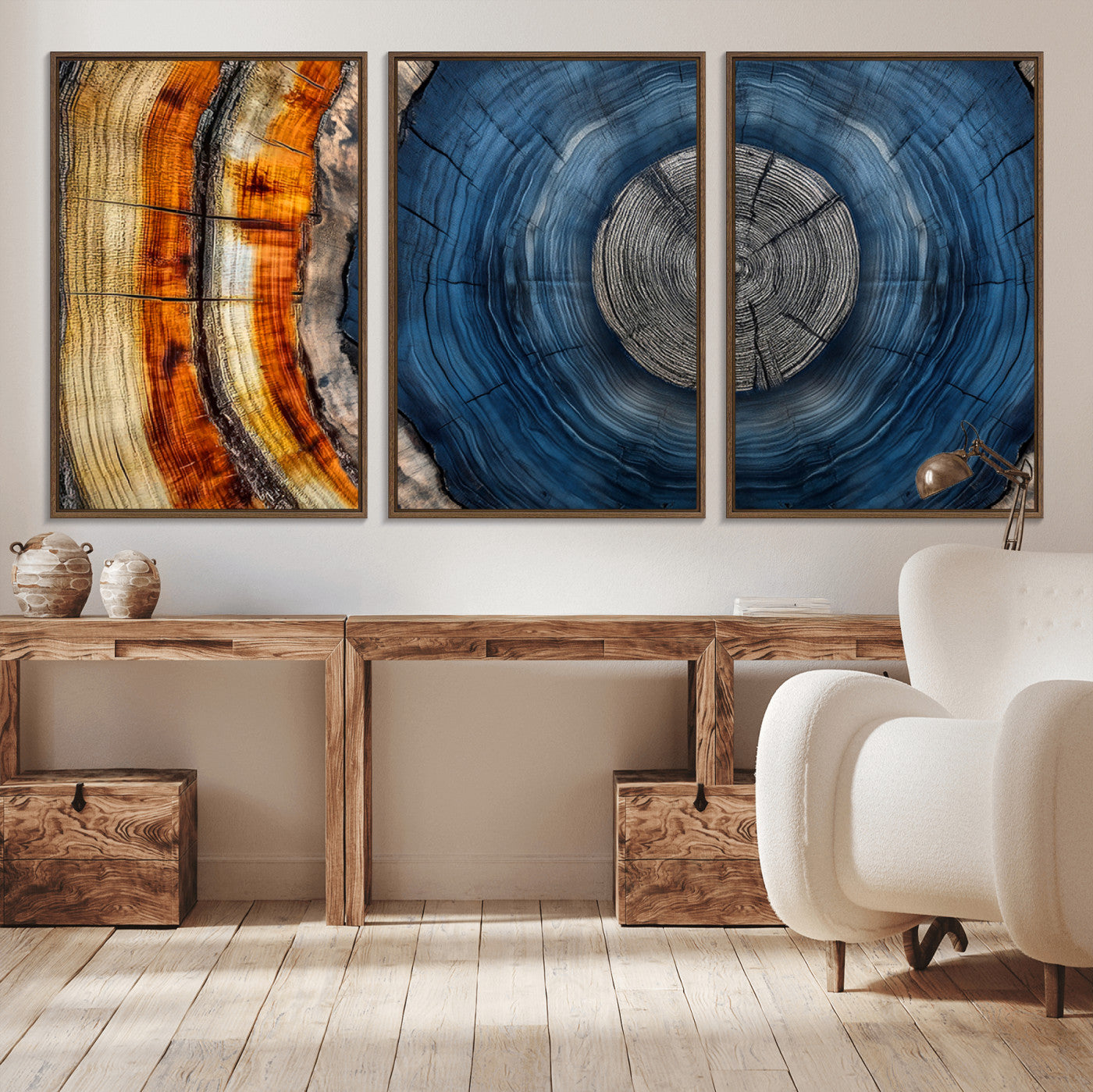 84489410-MGV-CV-36X24-Framed Abstract Tree Ring Wall Art Print, Natural Rustic Wood Texture Canvas Print, Wood Tree Stump Farmhouse, Log Cabin Wooden