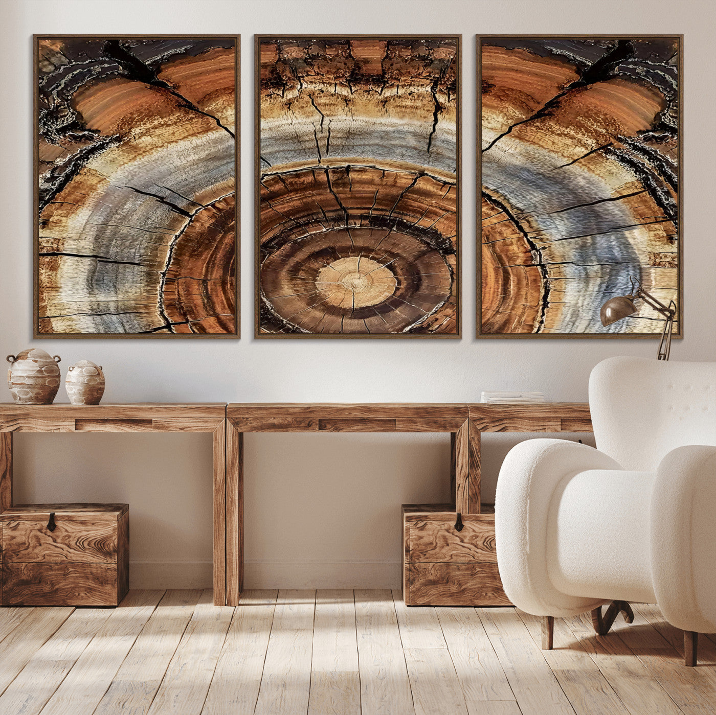 15184146-MGV-CV-36X24-Tree Rings Wall Art Canvas Print, Framed Wood Texture Art Picture Print, Rustic Pattern Perfect Rustic Organic Decor Artwork