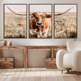 54986862-MGV-CV-36X24-Majestic Longhorn Wall Art – Canvas Print of Graceful Strength & Bold Spirit, Wild Plains Beauty Nature Inspired Rustic Decor for