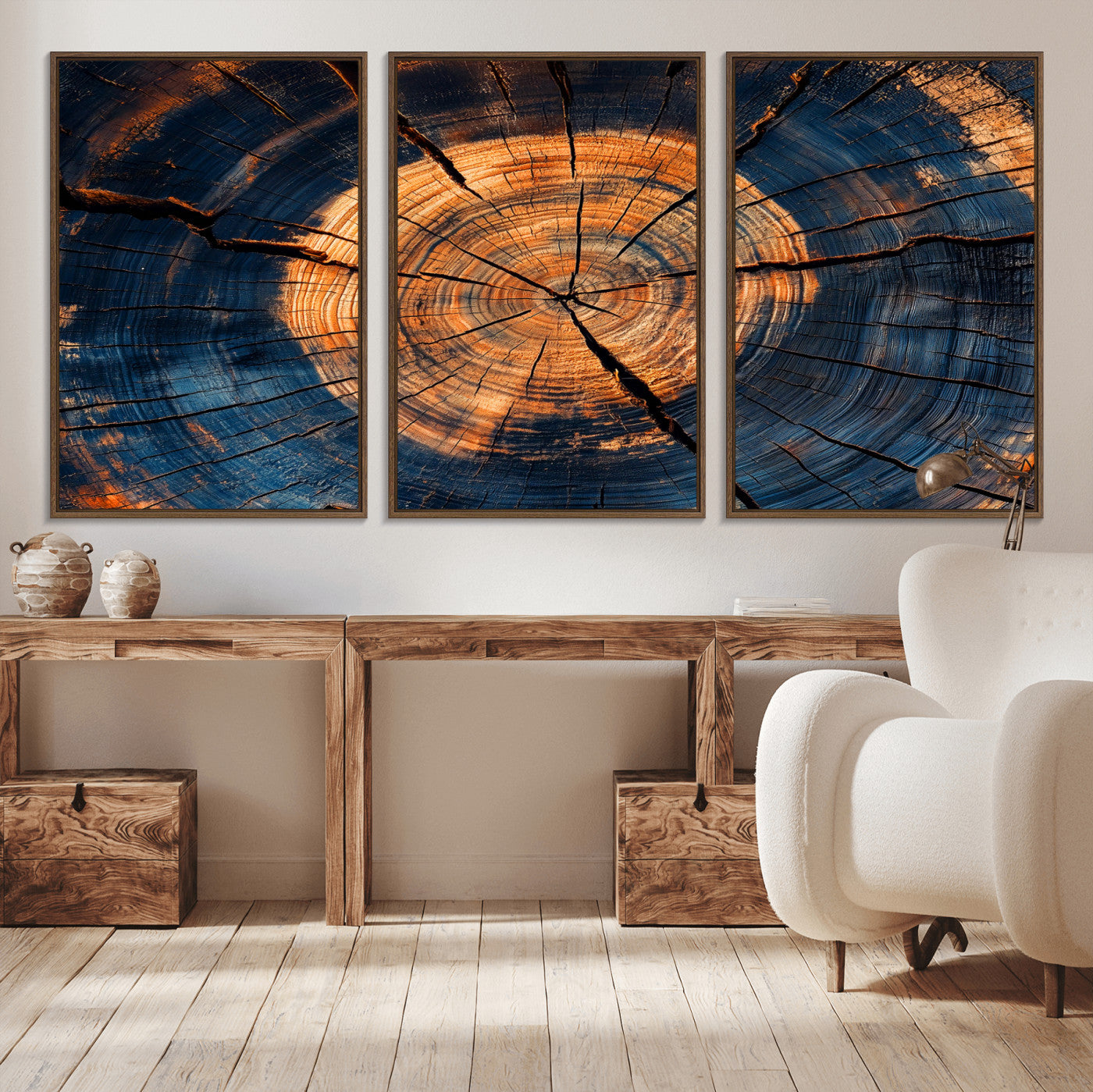 18975622-MGV-CV-36X24-Burnt Wood Wall Art Canvas Print, Framed Aged Timber Art Picture Print, Rustic Tree Slice Perfect Rustic Decor Artwork for Home,