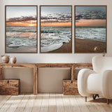 40632752-MGV-CV-36X24-Ocean Sunset Wall Art Canvas Print, Framed Beach Waves Art Picture Print, Coastal Scene Perfect Coastal Decor Artwork