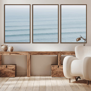 47814787-MGV-CV-36X24-Ocean Waves Wall Art Canvas Print, Framed Solo Surfer Art Picture Print, Wave Lines Perfect Minimalist Ocean Decor Artwork