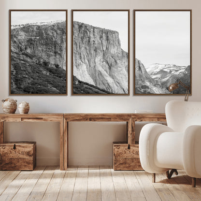 39393420-MGV-CV-36X24-El Capitan Wall Art Canvas Print, Framed Yosemite Cliff Art Picture Print, Monochrome Mountain Perfect Monochrome Sierra Decor