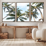 87247012-MGV-CV-36X24-Skyward Palm Trees Wall Art Canvas Print, Framed Tropical Sky Art Picture Print, Coconut Palm Perfect Tropical Skyview Decor