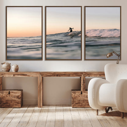 58502923-MGV-CV-36X24-Wave Rider Wall Art Canvas Print, Framed Ocean Wave Art Picture Print, Riding Surf Perfect Sunset Surf Decor Artwork