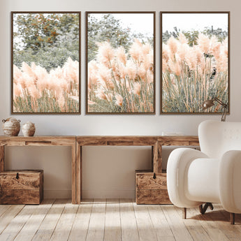 21826392-MGV-CV-36X24-Pampas Grass Wall Art Canvas Print, Framed Soft Pampas Art Picture Print, Pastel Grasses Perfect Soft Neutral Boho Decor Artwork