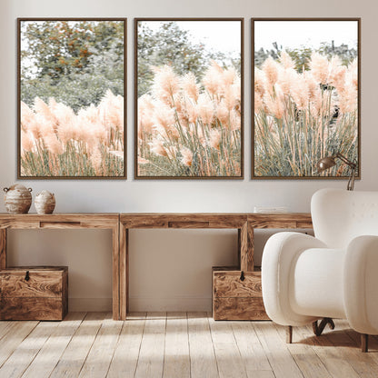 21826392-MGV-CV-36X24-Pampas Grass Wall Art Canvas Print, Framed Soft Pampas Art Picture Print, Pastel Grasses Perfect Soft Neutral Boho Decor Artwork