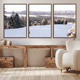 79857868-MGV-CV-36X24-Snowy Mountain Wall Art Canvas Print, Framed Ski Slope Art Picture Print, Winter Forest Perfect Modern Rustic Decor Artwork