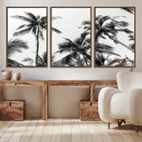 46641801-MGV-CV-36X24-Palm Tree Wall Art Canvas Print, Framed Black White Tropics Art Picture Print, Monochrome Palms Perfect Modern Tropical Minimalist