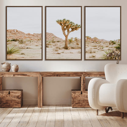 67109959-MGV-CV-36X24-Joshua Tree Wall Art Canvas Print, Framed Neutral Desert Art Picture Print, Earthy Landscape Perfect Neutral Boho Decor Artwork