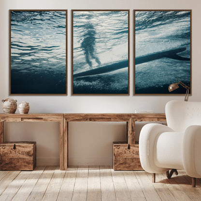 71192524-MGV-CV-36X24-Submerged Surf Wall Art Canvas Print, Framed Underwater Perspective Art Picture Print, Ocean Surf Perfect Coastal Adventure Decor