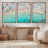 76172085-MGV-CV-36X24-Tropical Shoreline Wall Art Canvas Print, Framed Beach Relaxing Art Picture Print, Aerial Summer Perfect Coastal Vibrant Decor