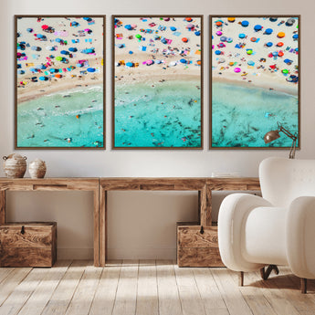 76172085-MGV-CV-36X24-Tropical Shoreline Wall Art Canvas Print, Framed Beach Relaxing Art Picture Print, Aerial Summer Perfect Coastal Vibrant Decor