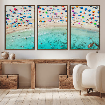 76172085-MGV-CV-36X24-Tropical Shoreline Wall Art Canvas Print, Framed Beach Relaxing Art Picture Print, Aerial Summer Perfect Coastal Vibrant Decor