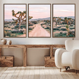 12540952-MGV-CV-36X24-Joshua Tree Park Wall Art Canvas Print, Framed Desert Road Art Picture Print, Sunset Drive Perfect Southwestern Boho Decor Artwork