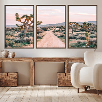 12540952-MGV-CV-36X24-Joshua Tree Park Wall Art Canvas Print, Framed Desert Road Art Picture Print, Sunset Drive Perfect Southwestern Boho Decor Artwork