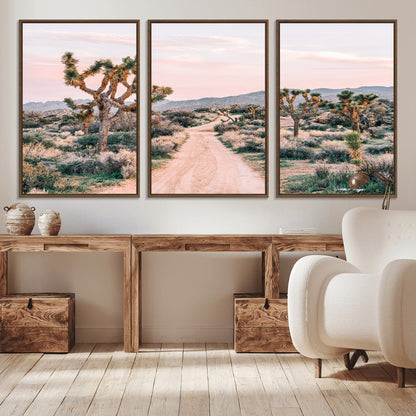 12540952-MGV-CV-36X24-Joshua Tree Park Wall Art Canvas Print, Framed Desert Road Art Picture Print, Sunset Drive Perfect Southwestern Boho Decor Artwork
