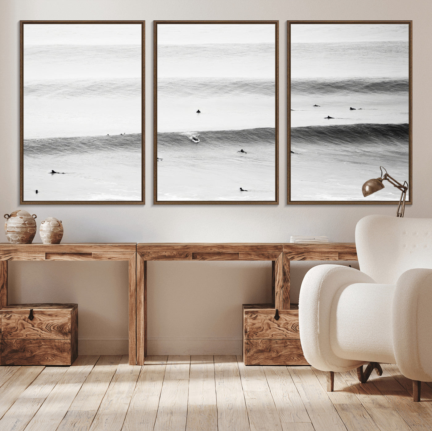 54291445-MGV-CV-36X24-Black White Ocean Wall Art Canvas Print, Framed Coastal Sport Art Picture Print, Ocean Culture Perfect Minimalist Coastal Decor