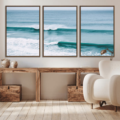 73692470-MGV-CV-36X24-Ocean Swell Wall Art Canvas Print, Framed Surf Waves Art Picture Print, Blue Water Perfect Coastal Dynamic Decor Artwork