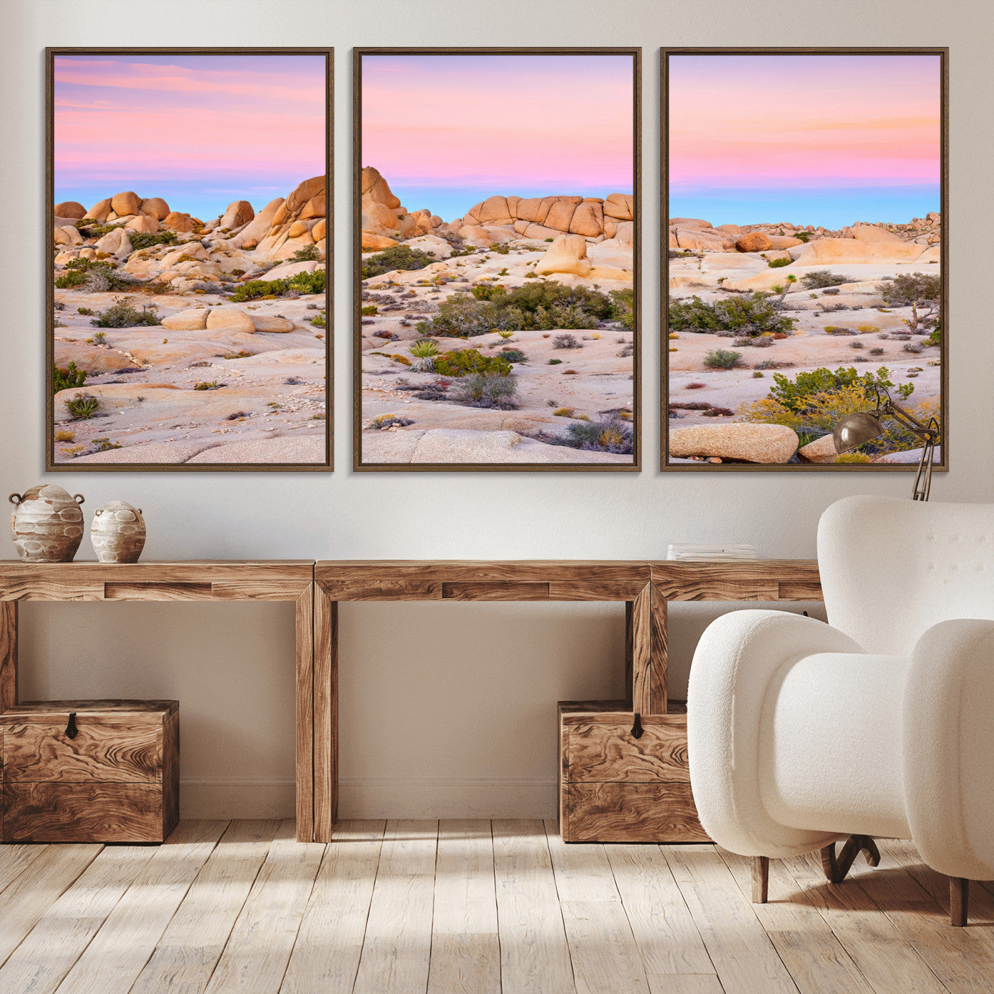 96167137-MGV-CV-36X24-Vibrant Sunset Sky Wall Art Canvas Print, Framed Joshua Tree Art Picture Print, Rugged Terrain Perfect Southwestern Boho Decor