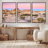 96167137-MGV-CV-36X24-Vibrant Sunset Sky Wall Art Canvas Print, Framed Joshua Tree Art Picture Print, Rugged Terrain Perfect Southwestern Boho Decor