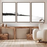 29611516-MGV-CV-36X24-Black White Beach Wall Art Canvas Print, Framed Palm Trees Art Picture Print, Monochrome Tropical Perfect Minimalist Coastal Decor