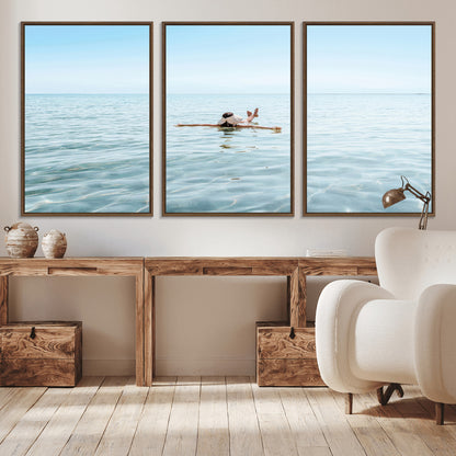32624554-MGV-CV-36X24-Swimming Relaxation Wall Art Canvas Print, Framed Peaceful Water Art Picture Print, Clear Sea Perfect Minimalist Aquatic Decor