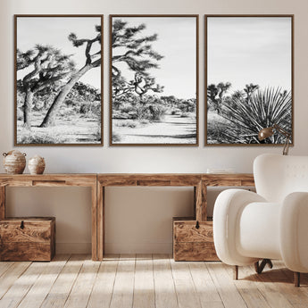 88164251-MGV-CV-36X24-Joshua Tree Wall Art Canvas Print, Framed Desert Path Art Picture Print, Monochrome Desert Perfect Minimalist Desert Decor Artwork