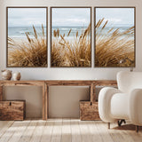 14270839-MGV-CV-36X24-Beach Grass Wall Art Canvas Print, Framed Coastal Dunes Art Picture Print, Dune Grass Perfect Coastal Minimalist Decor Artwork